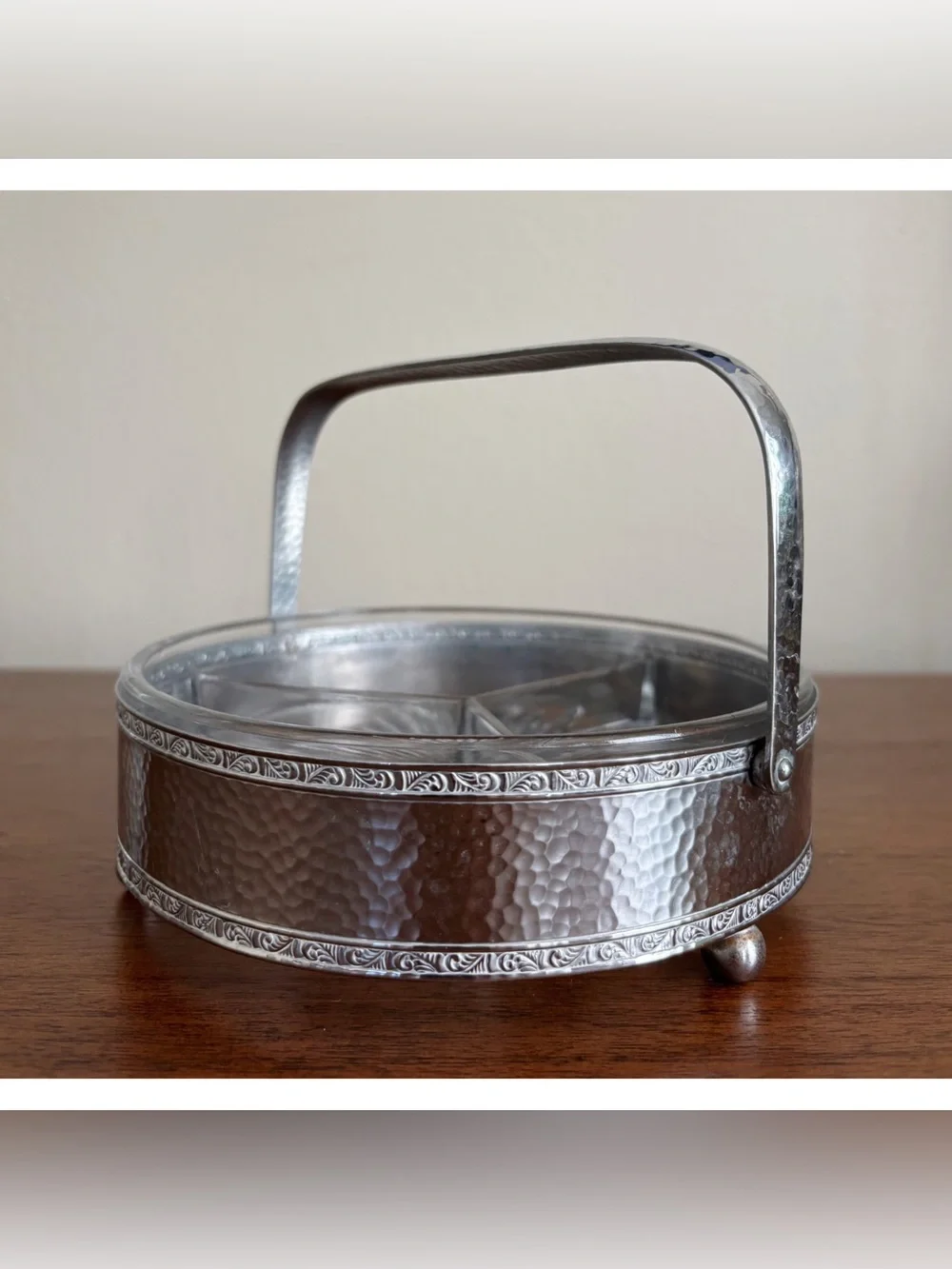 Vintage Divided Glass Relish Candy Dish W. M. MTS.  4054